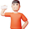 3D rendering of happy man holding phone