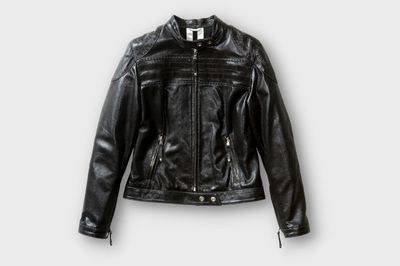 black faux leather jacket