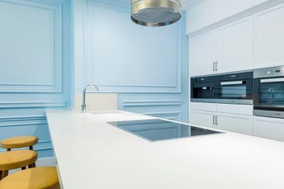 white kitchen countertop